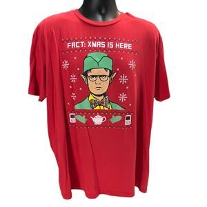 The Office‎ Christmas Shirt 2X Dwight Schrute Fact Xmas Is Here Ripple Red Tee